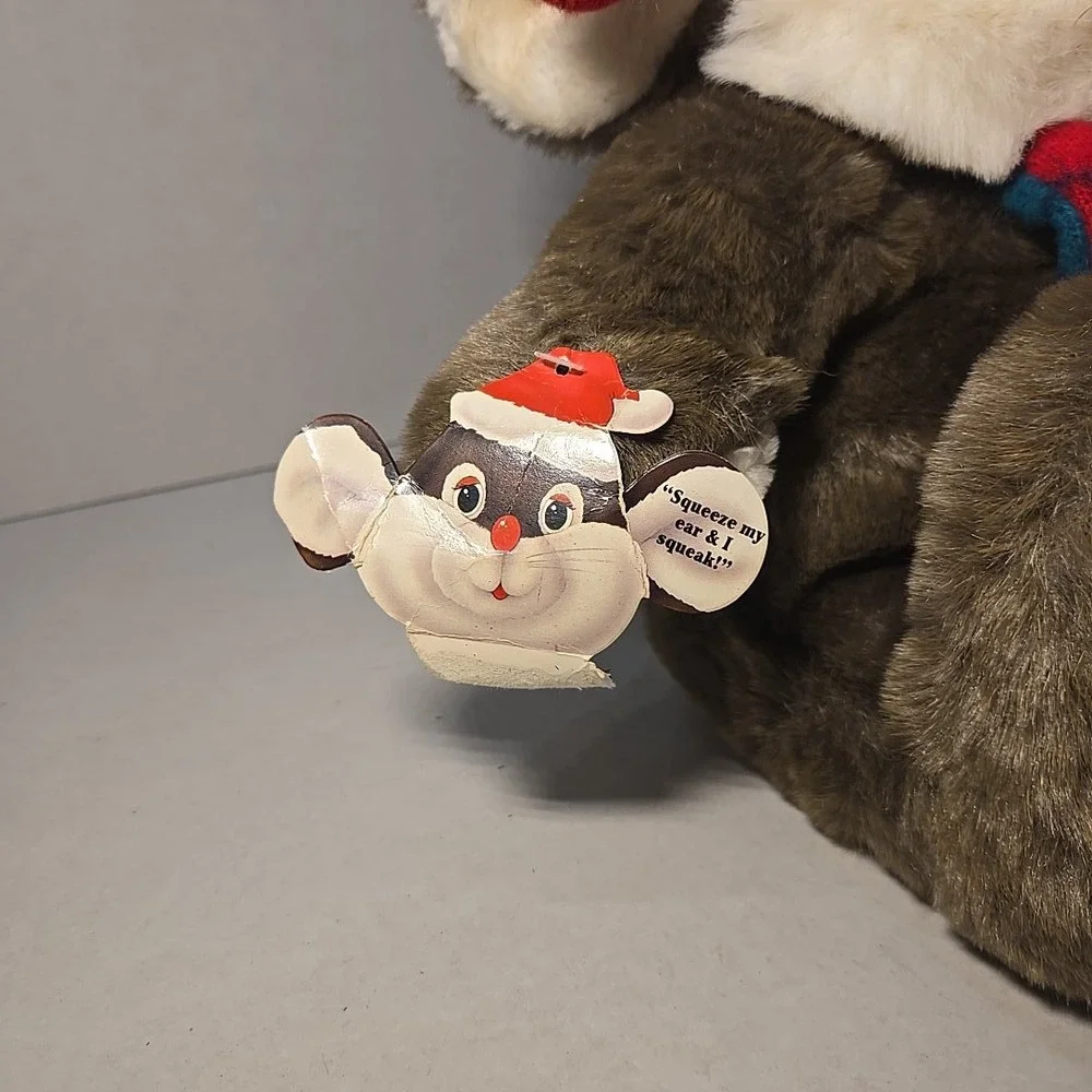 VTG Dayton Hudson Target Christmas Mouse Plush 12x14in Squeak Ear‎ Holiday 1980s